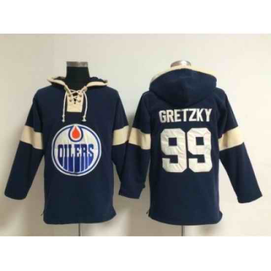 NHL edmonton oilers #99 Wayne Gretzky blue jerseys(pullover hooded sweatshirt)